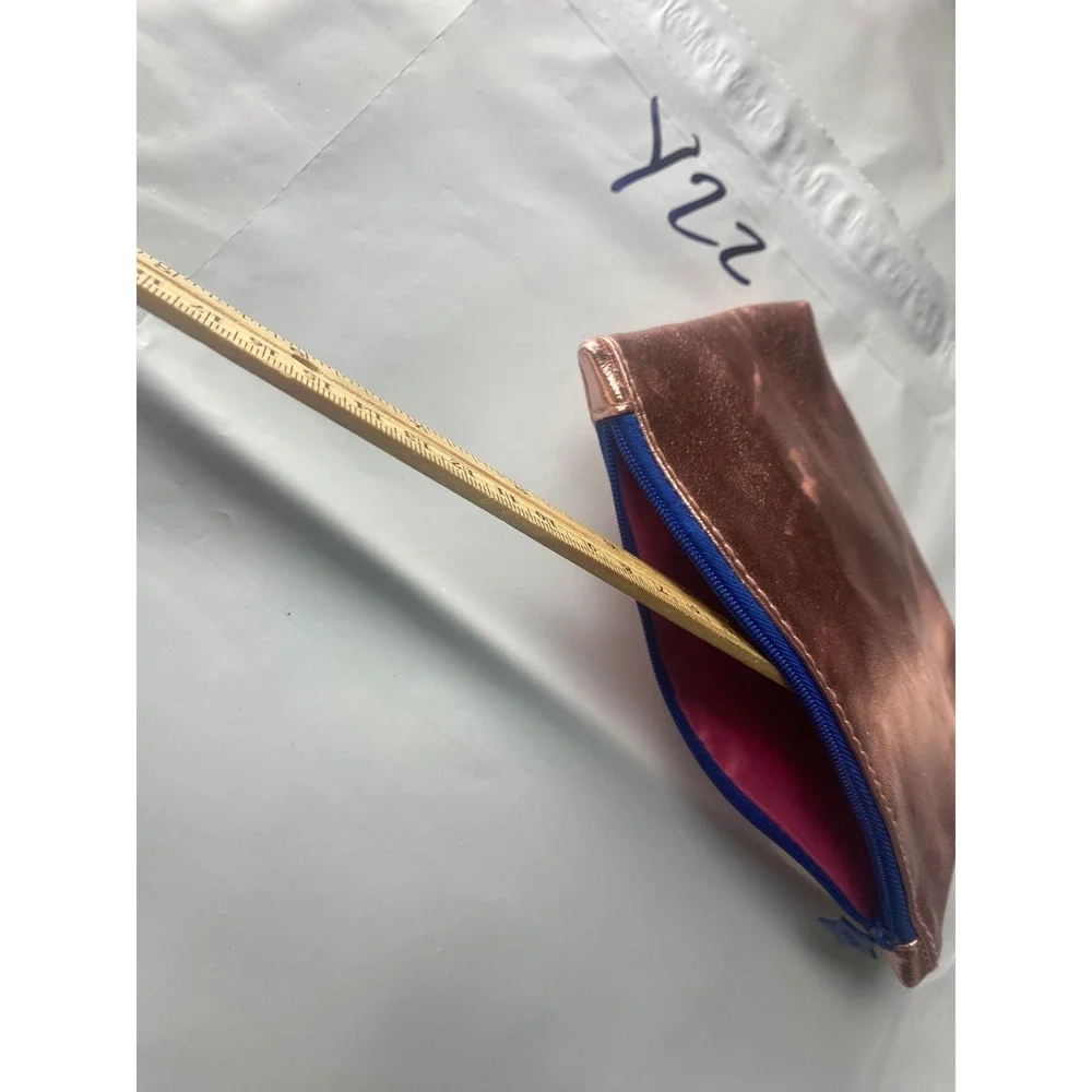 Rose Gold Metallic Zip Pouch Makeup Bag And Off She Went to Change the World‎